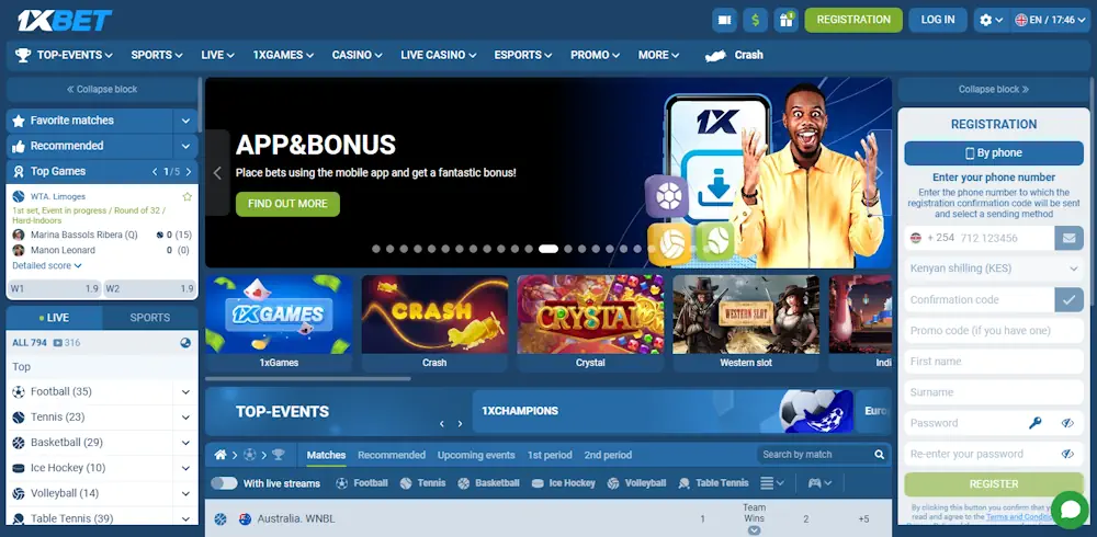 1xBet Sportsbook and casino Screenshot